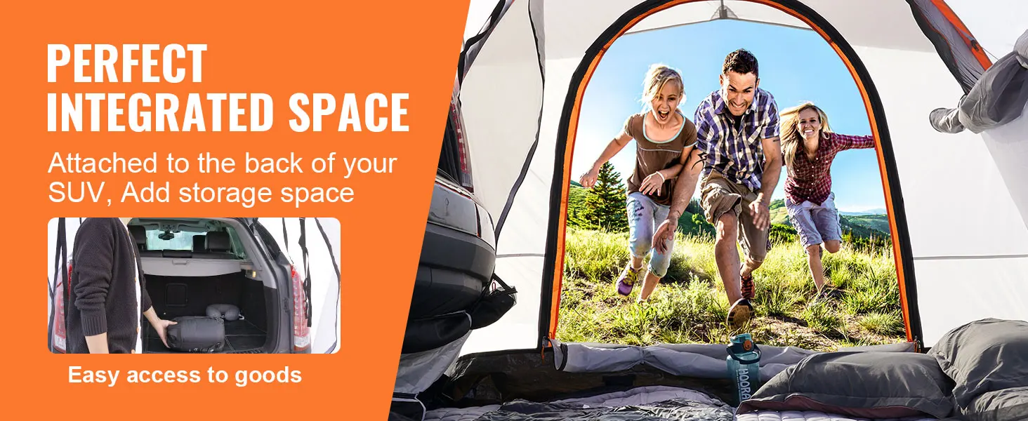 SucceBuy SUV Camping Tent, 8'-8' SUV Tent Attachment for Camping with Rain Layer and Carry Bag, PU2000mm Double Layer Truck Tent