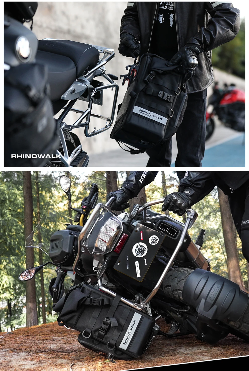 Rhinowalk Motorcycle Saddle Bag Waterproof 25L-32L Expandable Side Pannier Bag Quick Release 3D Cube Motorbike Storage Bag 1PC
