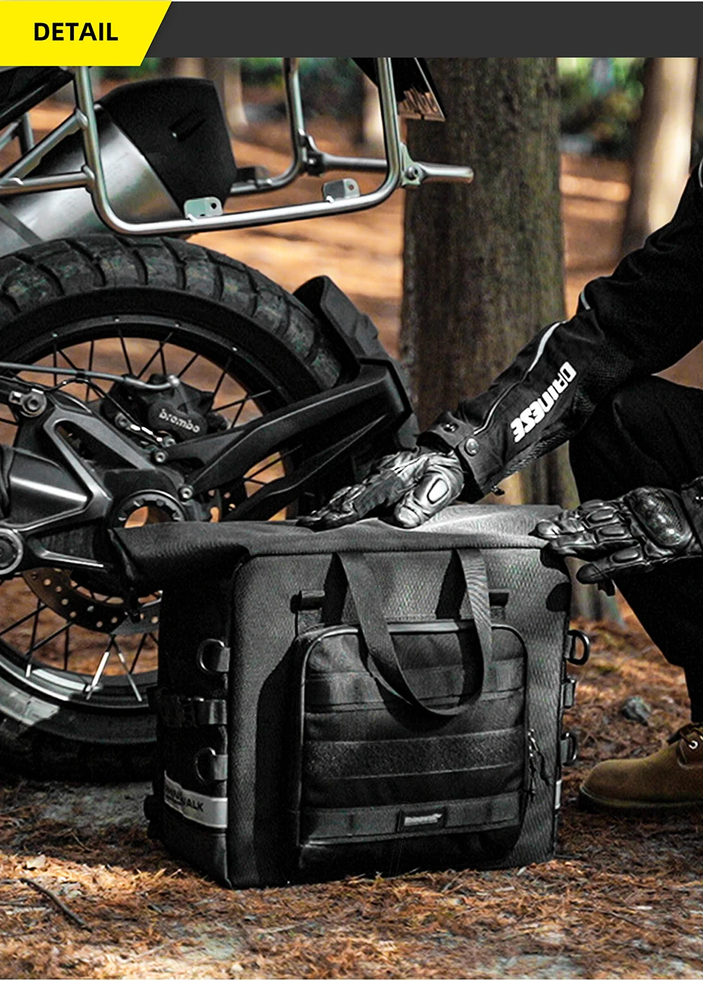 Rhinowalk Motorcycle Saddle Bag Waterproof 25L-32L Expandable Side Pannier Bag Quick Release 3D Cube Motorbike Storage Bag 1PC