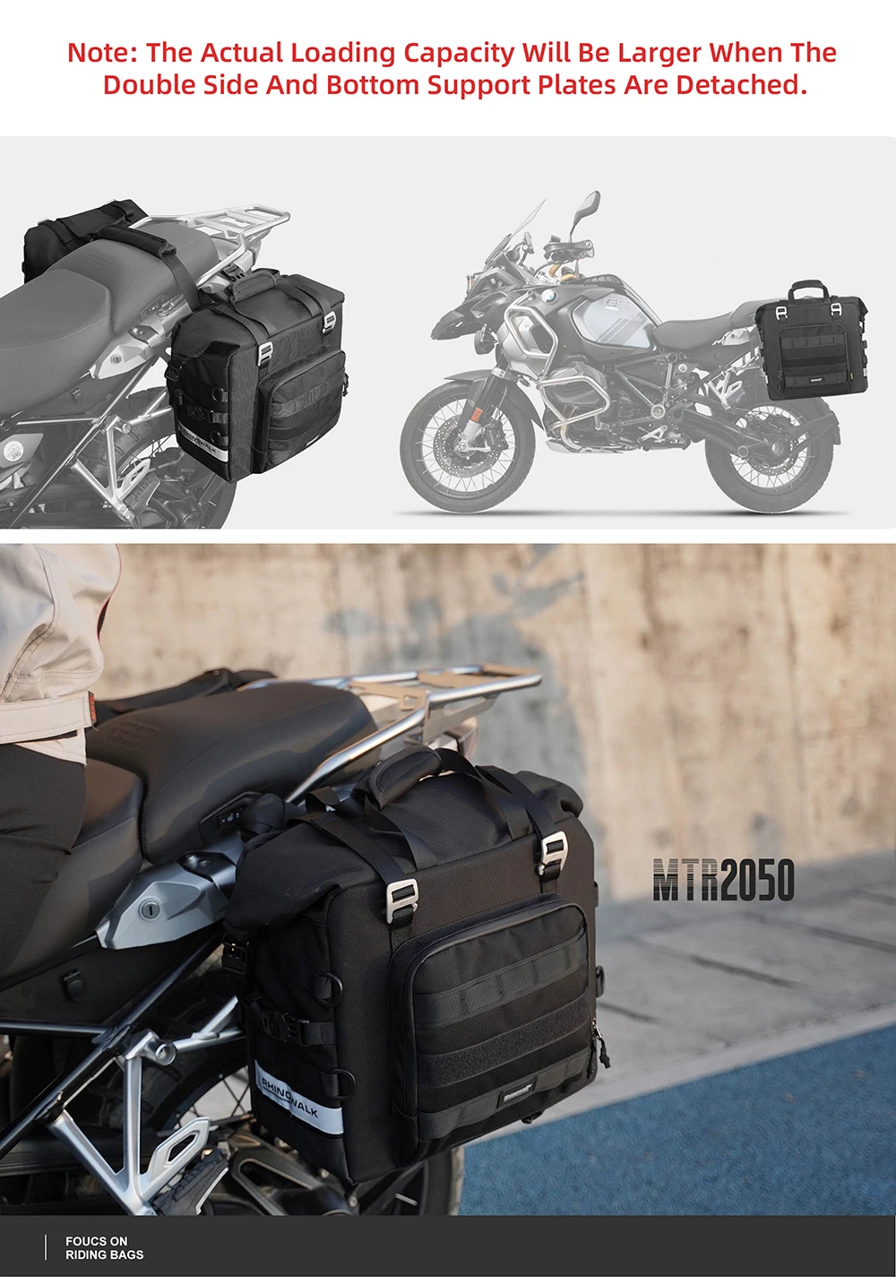 Rhinowalk Motorcycle Saddle Bag Waterproof 25L-32L Expandable Side Pannier Bag Quick Release 3D Cube Motorbike Storage Bag 1PC