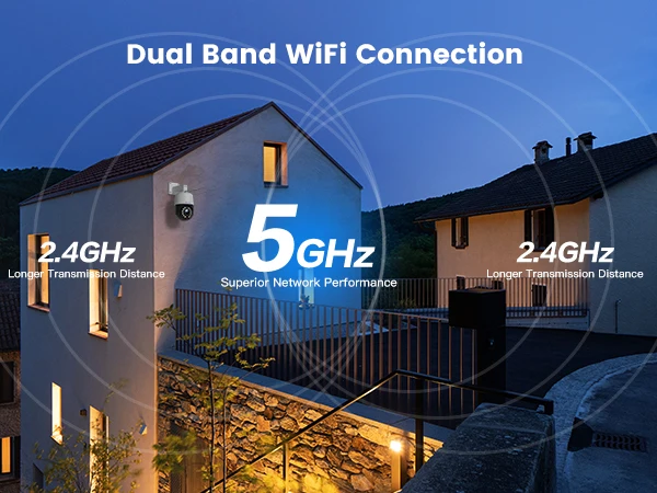 Ctronics Real 4K 8MP Surveillance Camera WiFi 5G Outdoor 360 16X 5X Optical Zoom Security Camera UHD Night Vision Auto Tracking