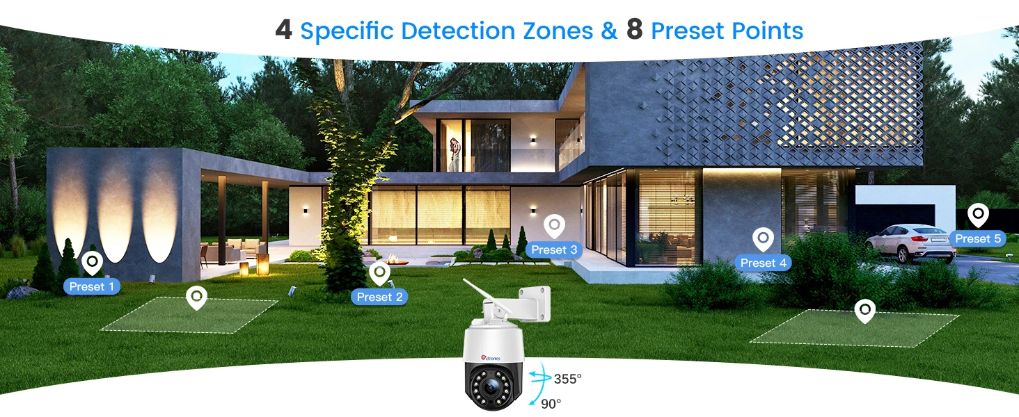 Ctronics Real 4K 8MP Surveillance Camera WiFi 5G Outdoor 360 16X 5X Optical Zoom Security Camera UHD Night Vision Auto Tracking