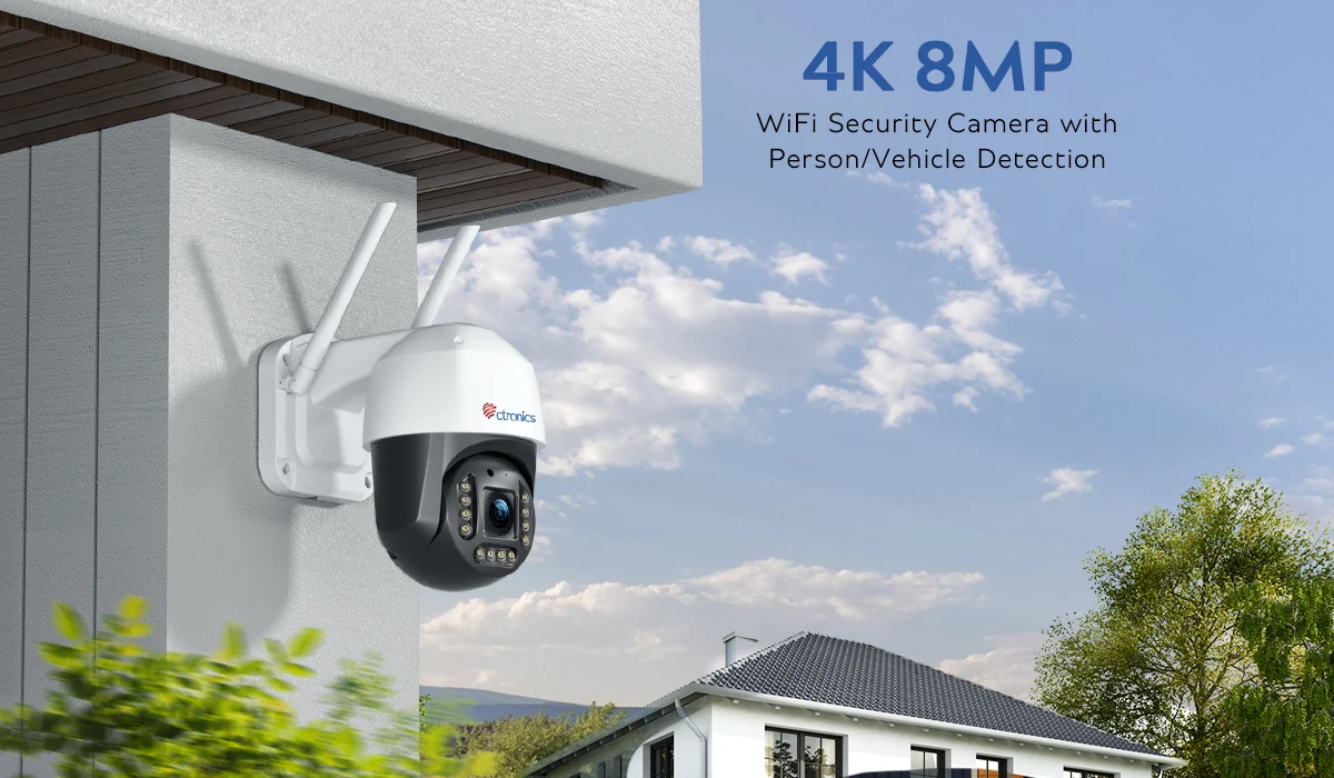 Ctronics Real 4K 8MP Surveillance Camera WiFi 5G Outdoor 360 16X 5X Optical Zoom Security Camera UHD Night Vision Auto Tracking
