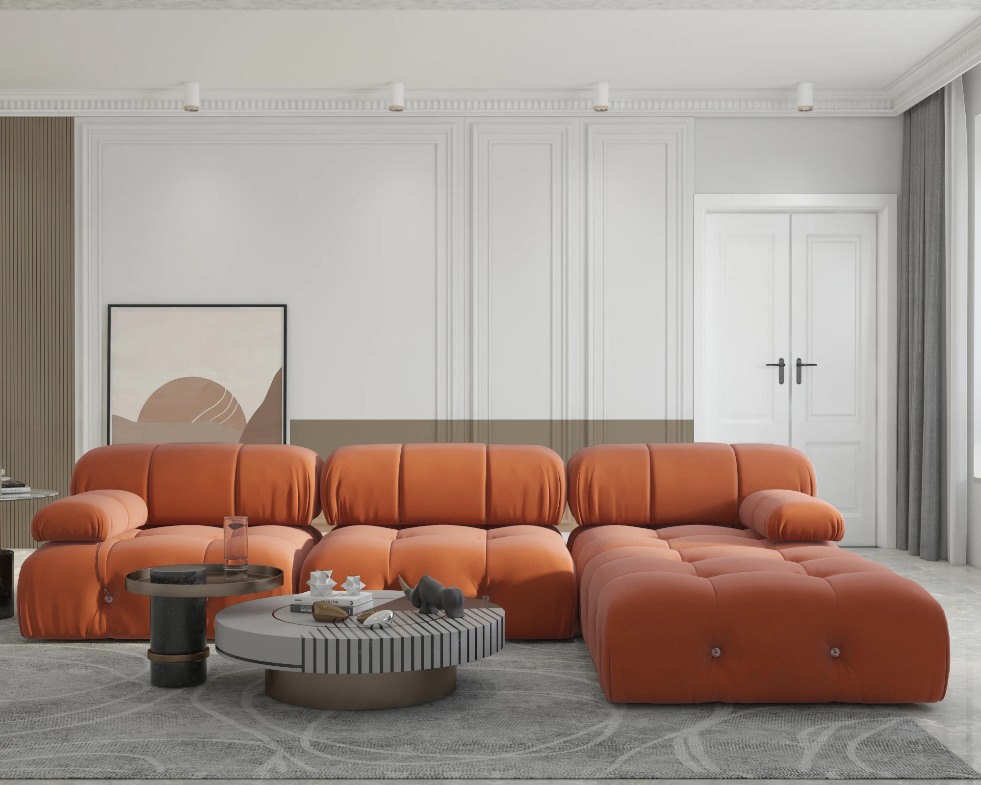 Sdorens Sectional Sofa Living Room Sofas L-Shaped Velvet Couch with Reversible Ottoman Convertible Modern Design Couch Sofa