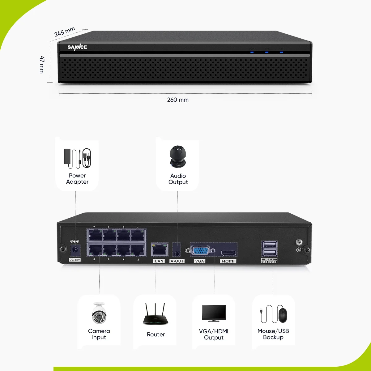 SANNCE 5MP POE Video Surveillance System Set 8CH 8MP NVR System CCTV Security Outdoor 5MP IP Cameras Surveillance Kit