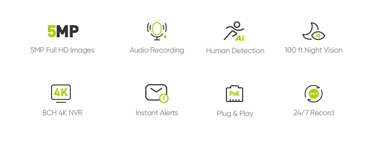 SANNCE 5MP POE Video Surveillance System Set 8CH 8MP NVR System CCTV Security Outdoor 5MP IP Cameras Surveillance Kit