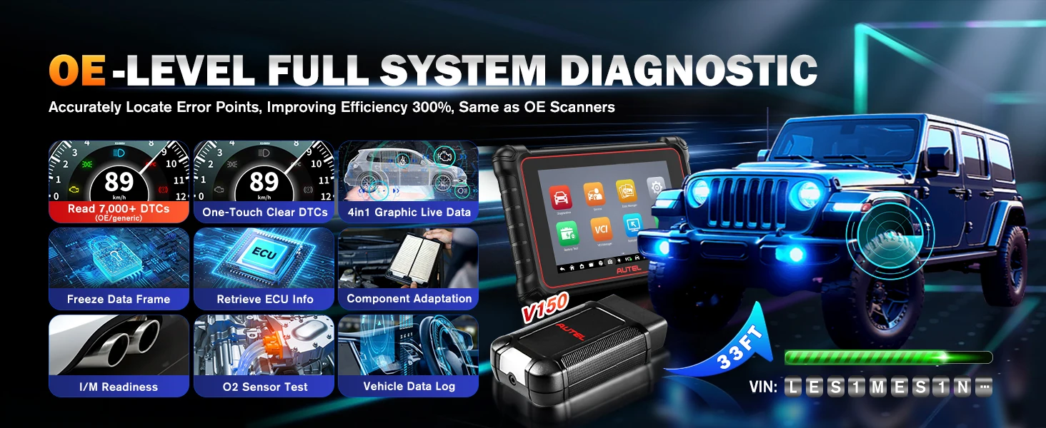 Autel MaxiCOM MK900-BT MK900BT Diagnostic Scanner Wireless DoIP / CAN FD Scan Tool, Bi-directional Control Automotive Tools