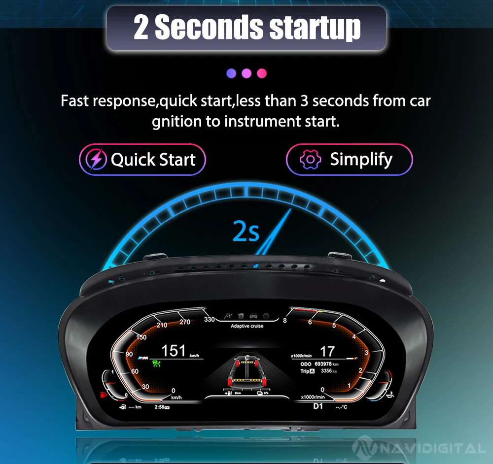 Navigital 11''inch Lcd Dashboard For BMW 3 Series E90 E91 E92 2005-2012 Years Support Carplay Panel Virtuele Cockpit Speedometer