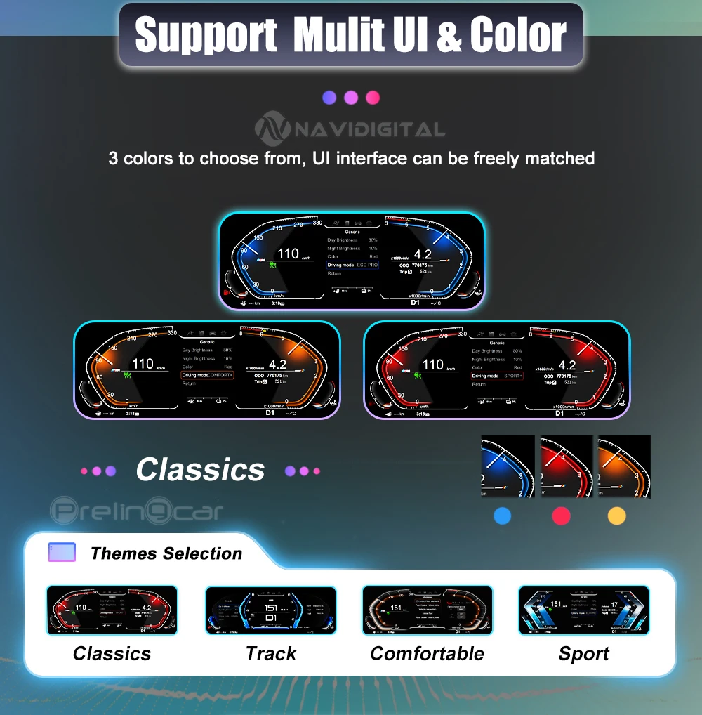 Navigital 11''inch Lcd Dashboard For BMW 3 Series E90 E91 E92 2005-2012 Years Support Carplay Panel Virtuele Cockpit Speedometer