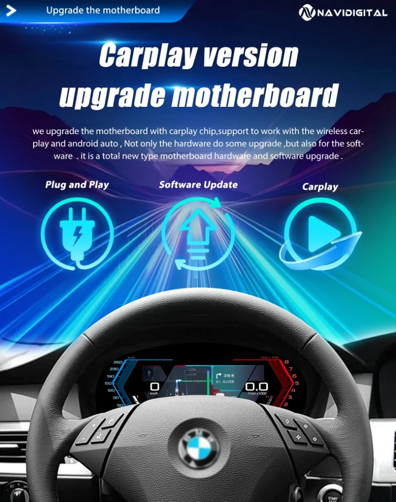 Navigital 11''inch Lcd Dashboard For BMW 3 Series E90 E91 E92 2005-2012 Years Support Carplay Panel Virtuele Cockpit Speedometer