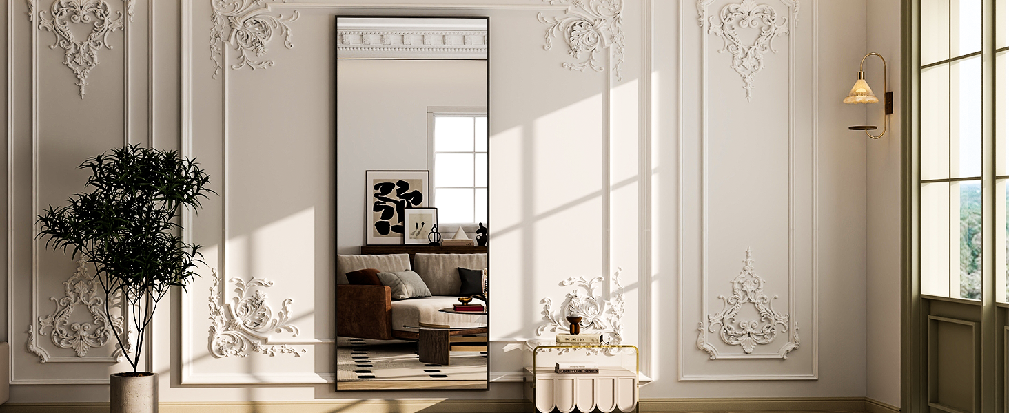 26" x 71" Full Length Mirror - Black Floor Mirror - Rectangular Wall Mounted Mirrors for Bedroom, Living Room, Bathroom,