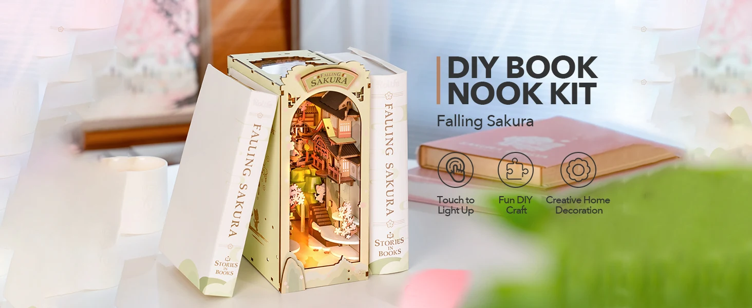 Robotime Rolife DIY Book Nook Wooden Miniature Doll House for Bookshelf Insert Furniture
