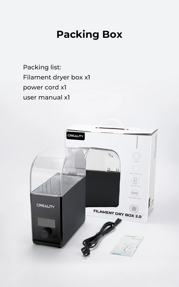 CREALITY 3D Filament Dryer Box 2.0 Upgrade Keeping Filament Dry Real-time Humidity Monitoring FDM 3D Printer Accessories
