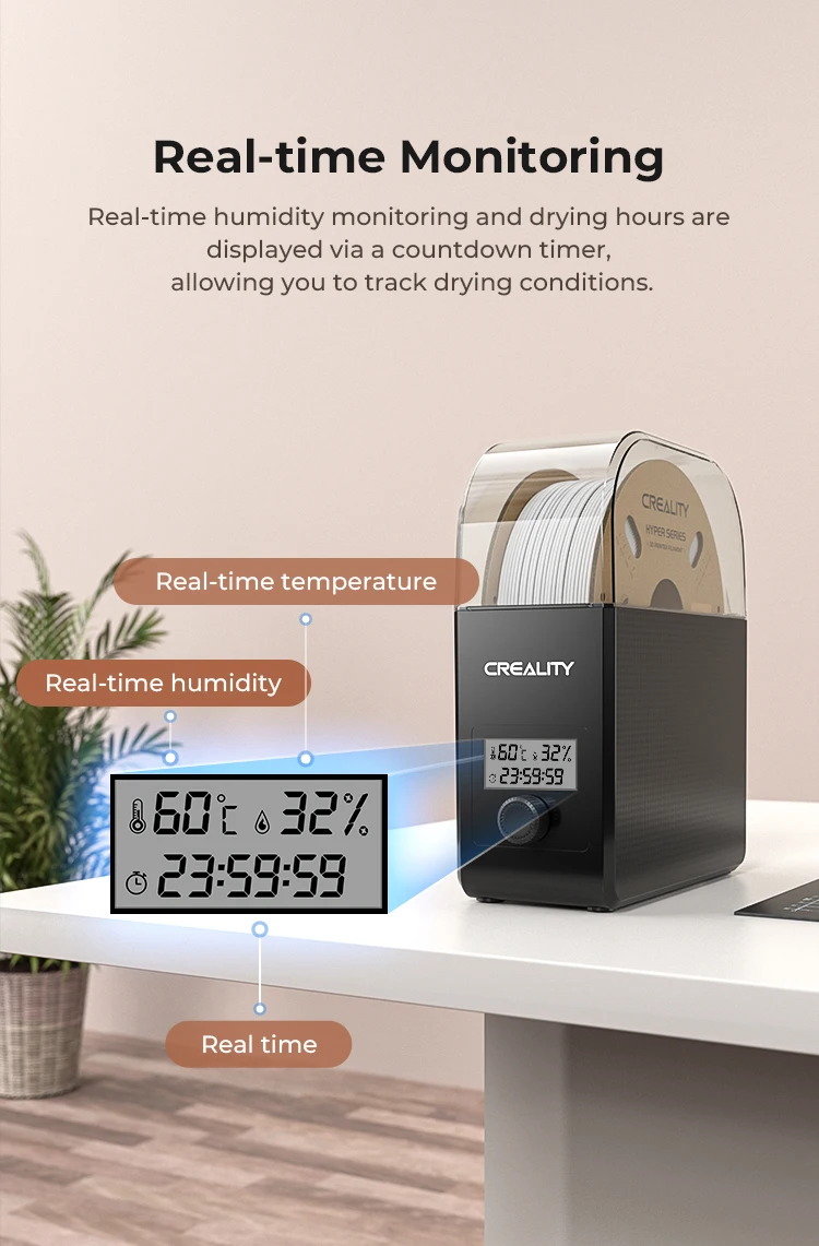 CREALITY 3D Filament Dryer Box 2.0 Upgrade Keeping Filament Dry Real-time Humidity Monitoring FDM 3D Printer Accessories