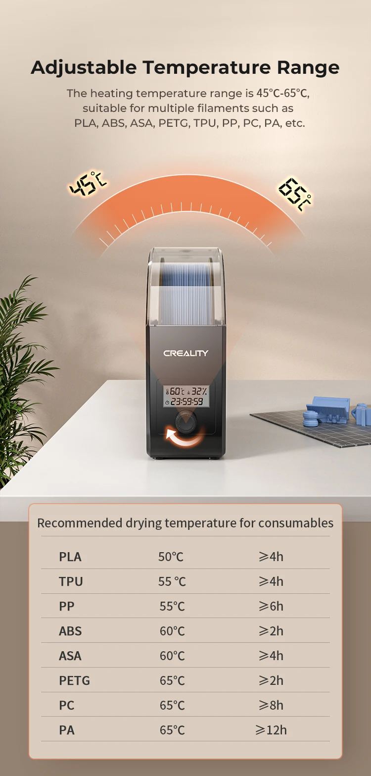 CREALITY 3D Filament Dryer Box 2.0 Upgrade Keeping Filament Dry Real-time Humidity Monitoring FDM 3D Printer Accessories