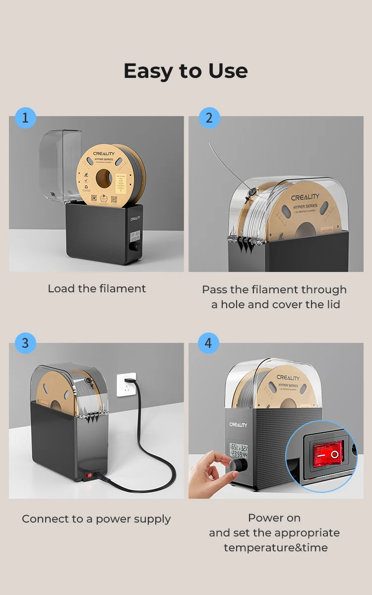CREALITY 3D Filament Dryer Box 2.0 Upgrade Keeping Filament Dry Real-time Humidity Monitoring FDM 3D Printer Accessories