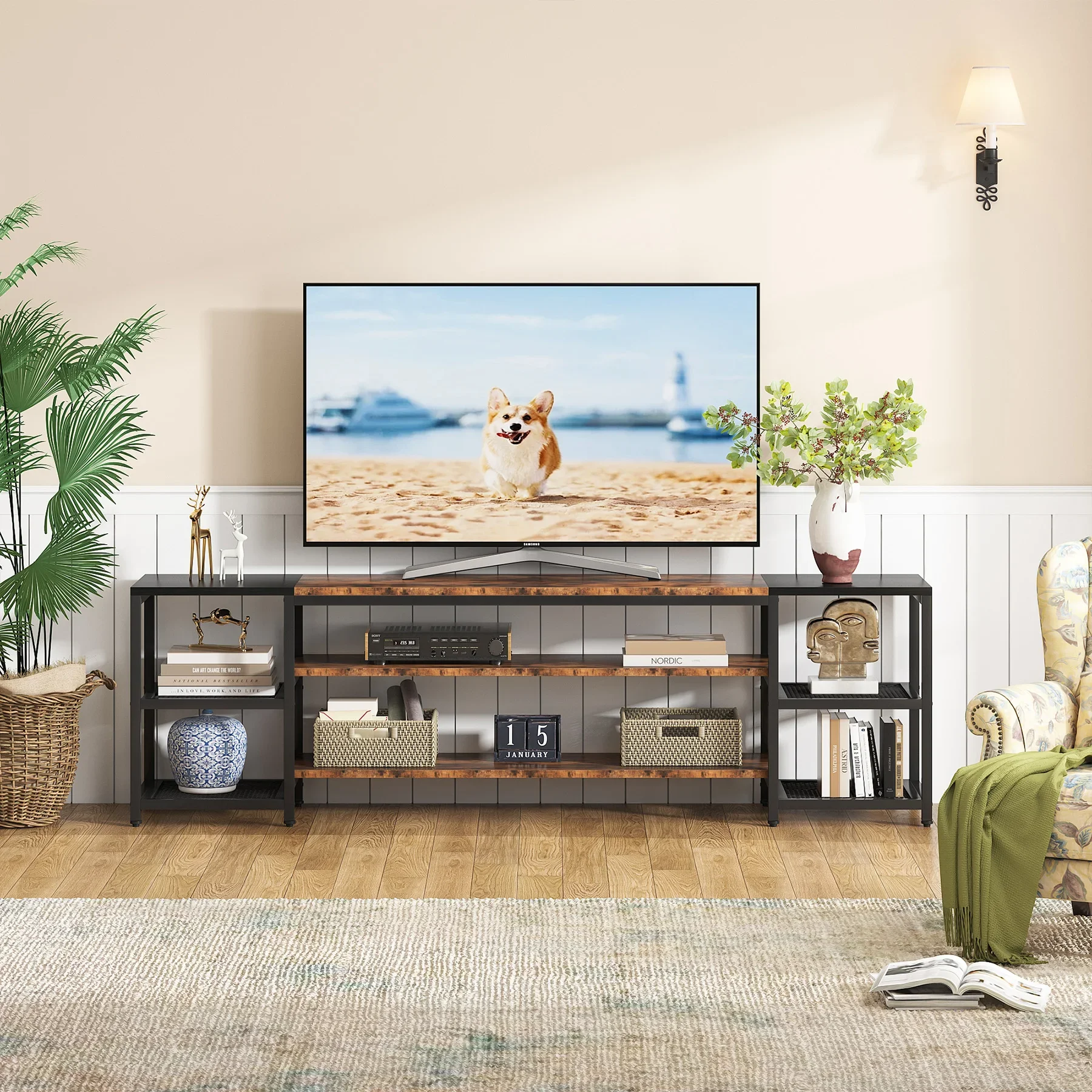 Tribesigns 78 Inch TV Stand for TVs up to 85 Inch, Media Entertainment Center Console Table, 3-Tier TV Console Table