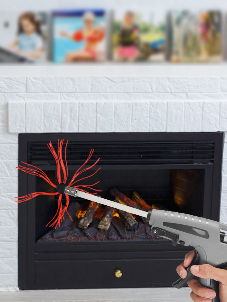 SucceBuy Chimney Sweep Kit 39in Nylon Chimney Rods and Brush Head Electric Drill Drive Sweeping Cleaning Tool for Fireplace