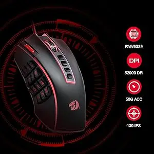Redragon M990 MMO Gaming Mouse, 32000 DPI High Precision Wired RGB Gamer Mouse w/23 Programmable Buttons, 16 Side Macro Keys