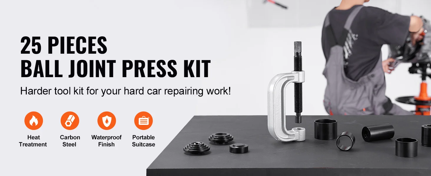 SucceBuy Ball Joint Press Kit 25 pcs Tool Kit C-press Ball joint Remove&Install Tool Heavy Duty Ball Joint Repair Kit for Repair