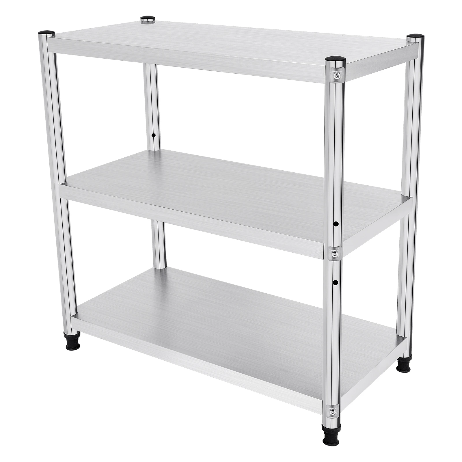 3-Tier Stainless Steel Work Table 80*40*80cm Large-Capacity Kitchen Storage Rack for Kitchen Garage school, Height Adjustable