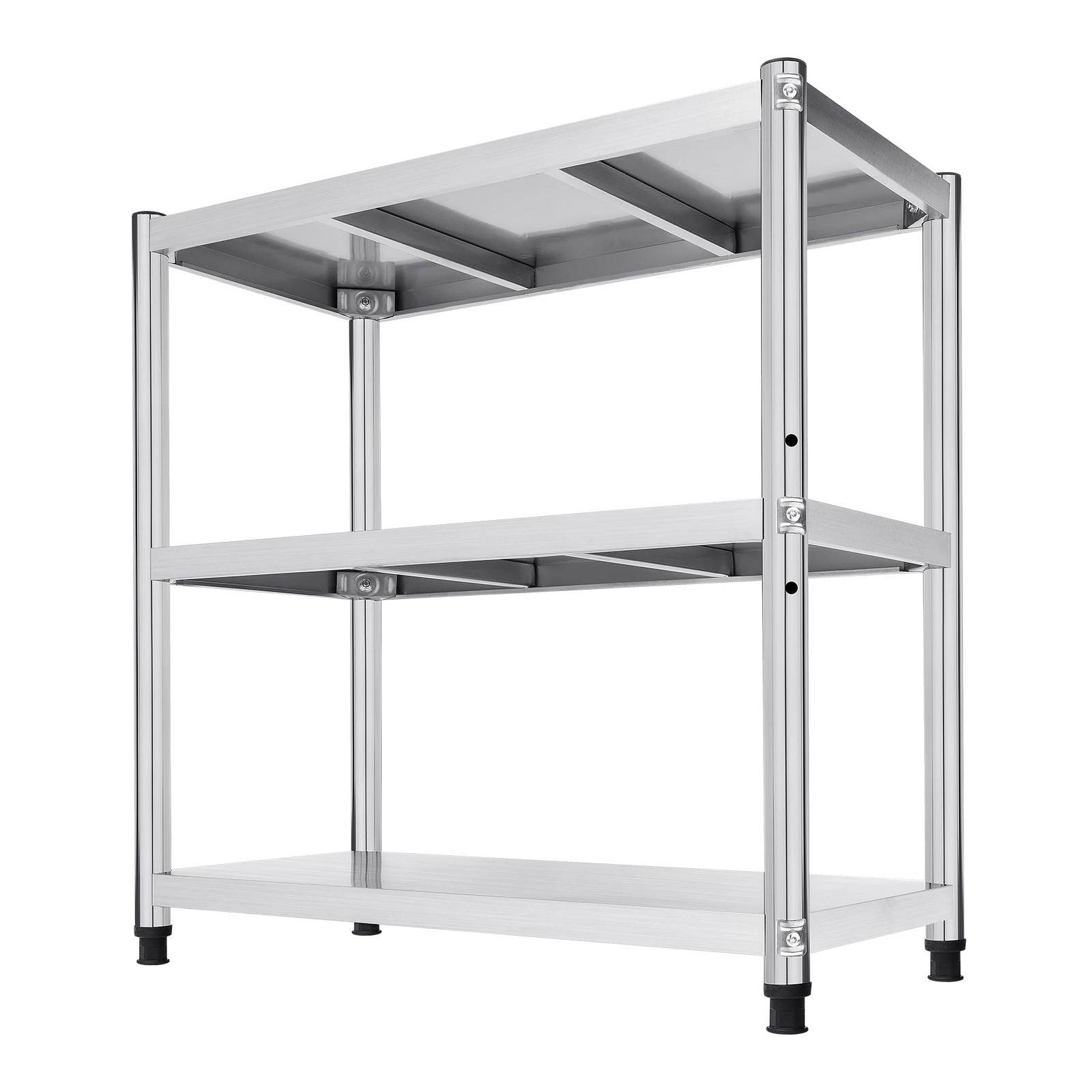 3-Tier Stainless Steel Work Table 80*40*80cm Large-Capacity Kitchen Storage Rack for Kitchen Garage school, Height Adjustable