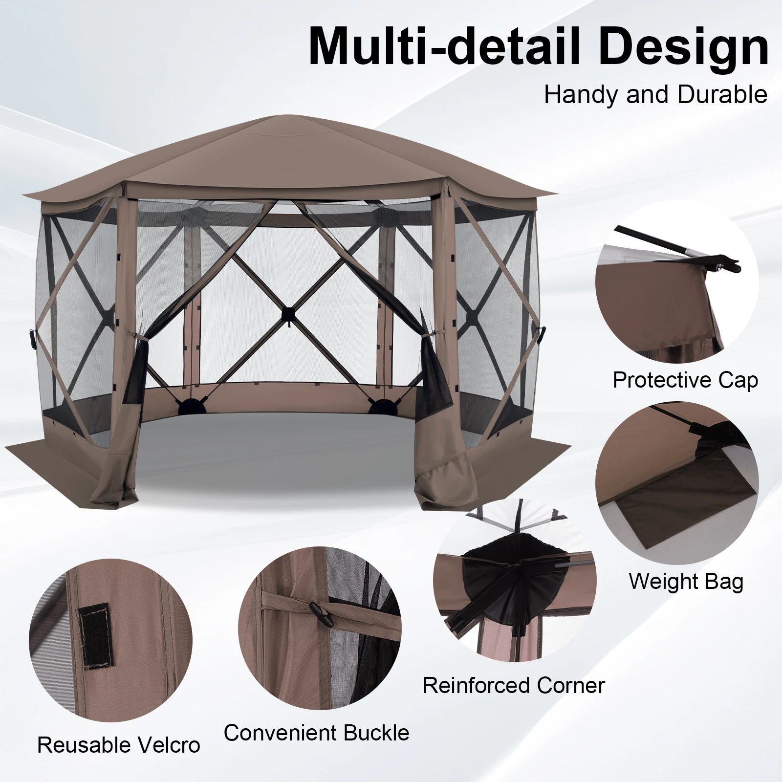Pop up Gazebo Screen Tent Screen House for Camping, 12x12 Screen Room with Removable Roof, Outdoor Screened Gazebo with Netting,