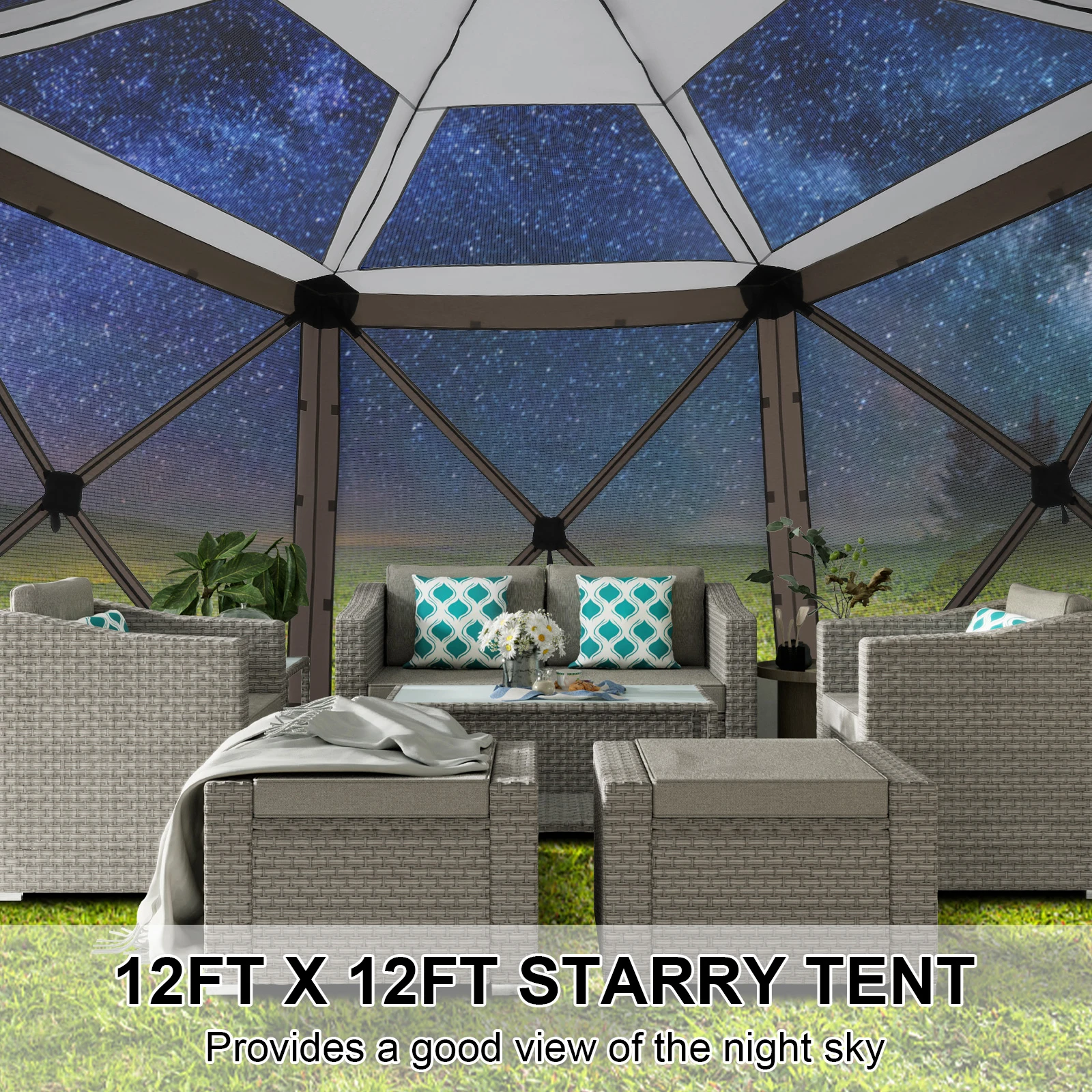 Pop up Gazebo Screen Tent Screen House for Camping, 12x12 Screen Room with Removable Roof, Outdoor Screened Gazebo with Netting,