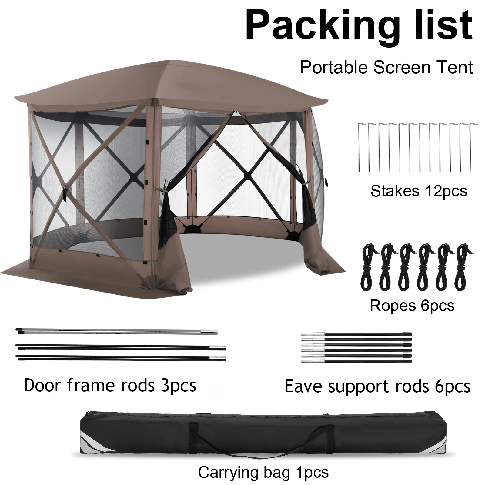 Pop up Gazebo Screen Tent Screen House for Camping, 12x12 Screen Room with Removable Roof, Outdoor Screened Gazebo with Netting,
