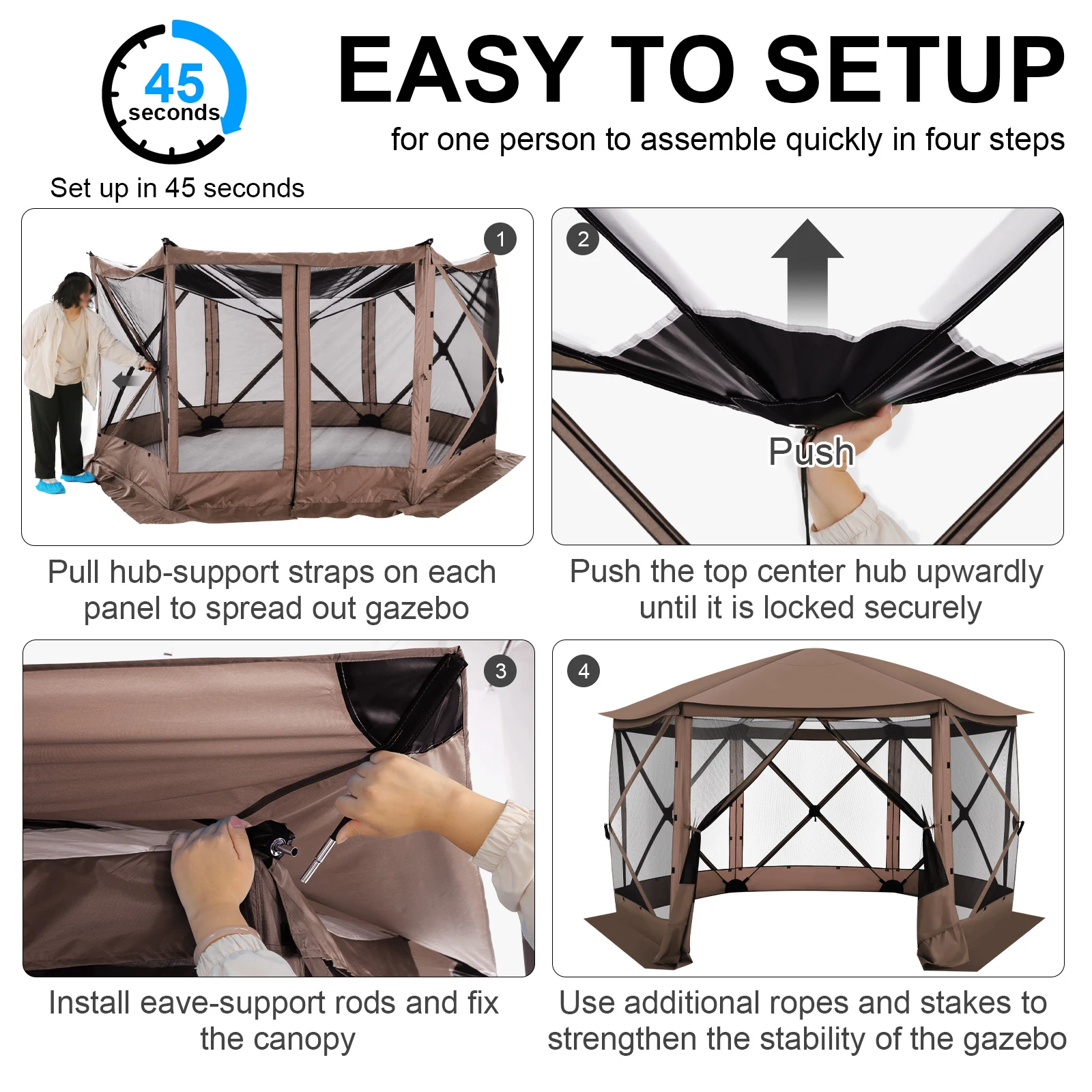 Pop up Gazebo Screen Tent Screen House for Camping, 12x12 Screen Room with Removable Roof, Outdoor Screened Gazebo with Netting,