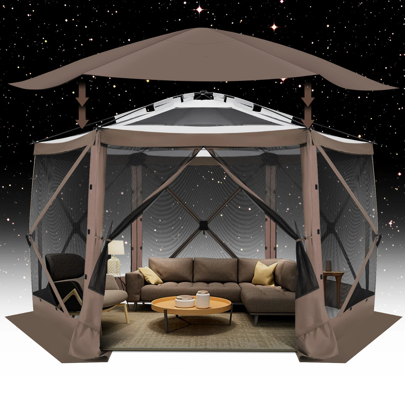 Pop up Gazebo Screen Tent Screen House for Camping, 12x12 Screen Room with Removable Roof, Outdoor Screened Gazebo with Netting,