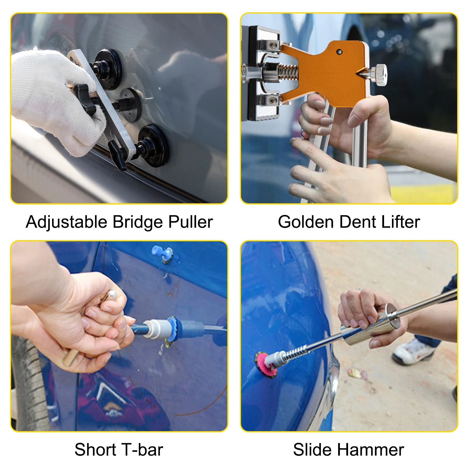 SucceBuy Paintless Dent Removal Rods Stainless Steel Rods Car Dent Repair Kit Glue Puller Kit for Auto Dent Removal Door Dings