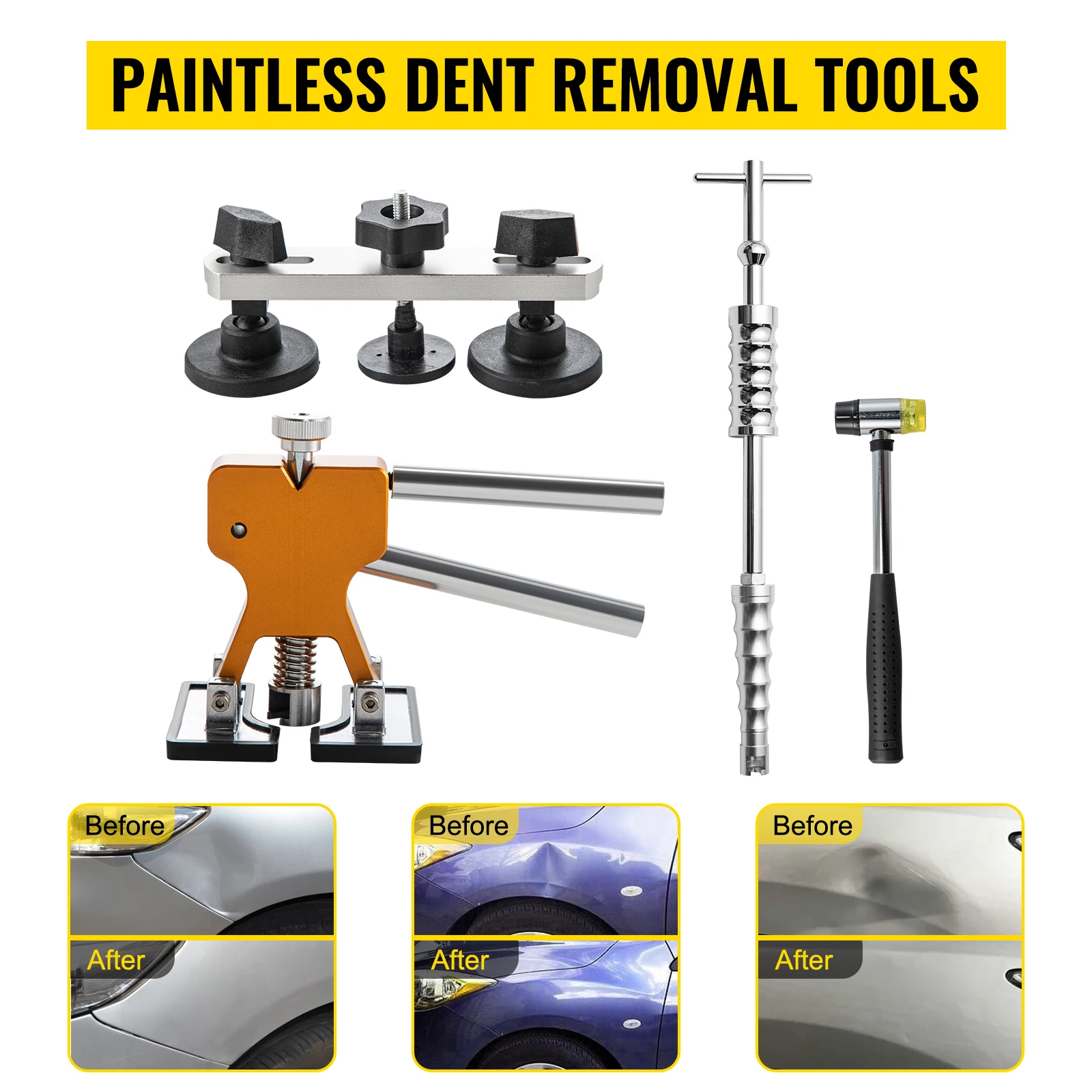 SucceBuy Paintless Dent Removal Rods Stainless Steel Rods Car Dent Repair Kit Glue Puller Kit for Auto Dent Removal Door Dings