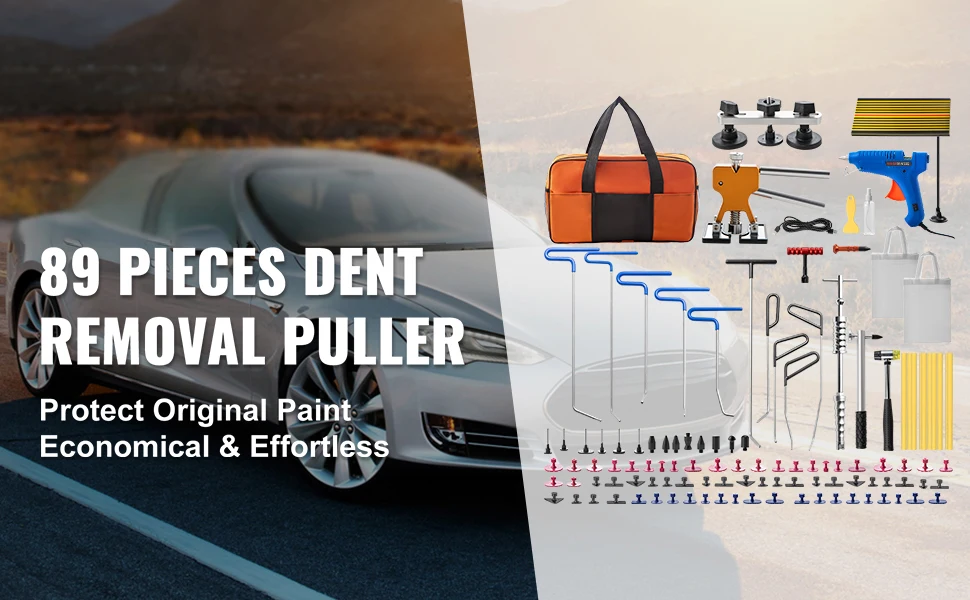 SucceBuy Paintless Dent Removal Rods Stainless Steel Rods Car Dent Repair Kit Glue Puller Kit for Auto Dent Removal Door Dings