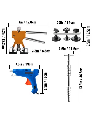 SucceBuy Paintless Dent Removal Rods Stainless Steel Rods Car Dent Repair Kit Glue Puller Kit for Auto Dent Removal Door Dings