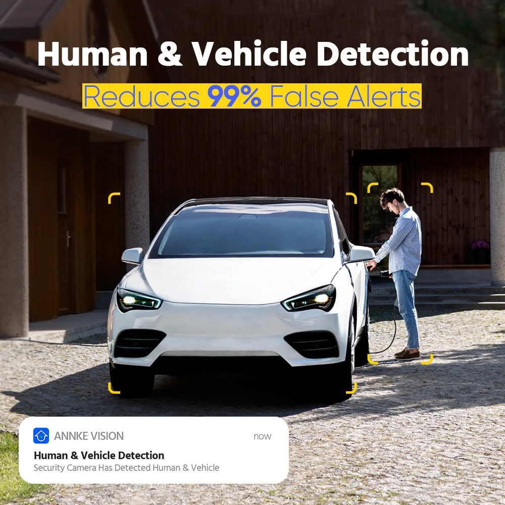 Annke H.265+ 4K Smart Dual Light POE Camera System 4MM Lens Human Vehicle Detection IP67 Security Protection Video Surveillance