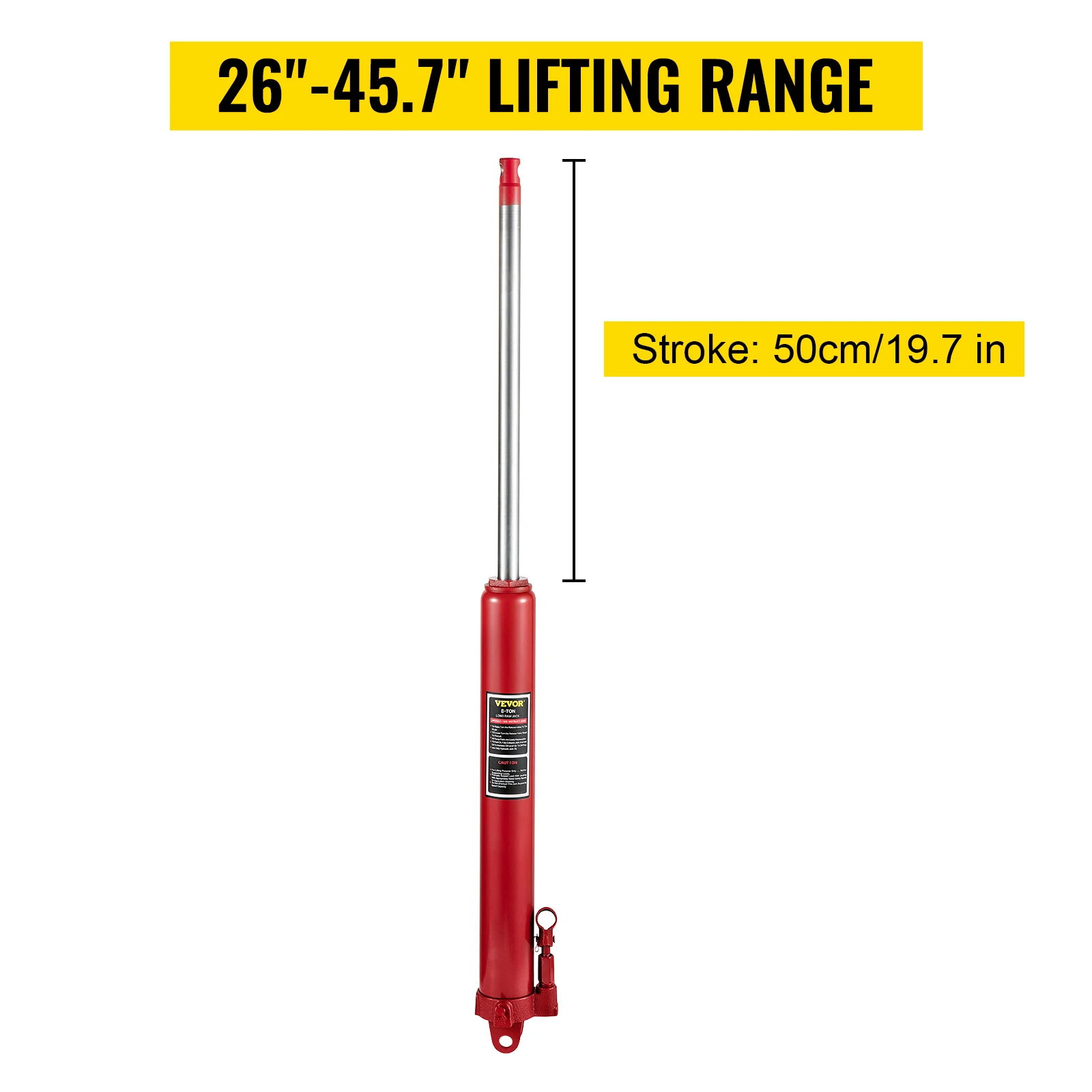 SucceBuy Hydraulic Long Ram Jack 8 Tons/17363 lbs Clevis Base Manual Cherry Picker for Garage/Shop Cranes Engine Lift Hoist Red