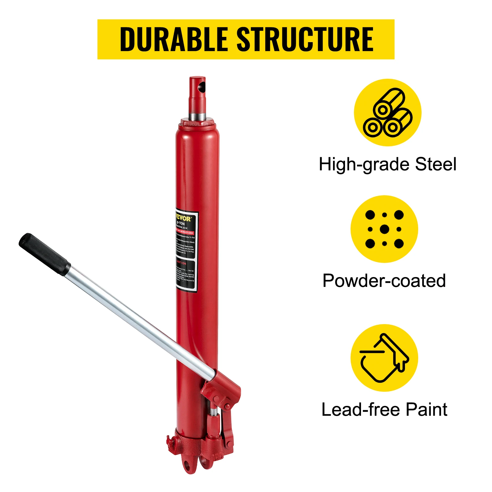 SucceBuy Hydraulic Long Ram Jack 8 Tons/17363 lbs Clevis Base Manual Cherry Picker for Garage/Shop Cranes Engine Lift Hoist Red