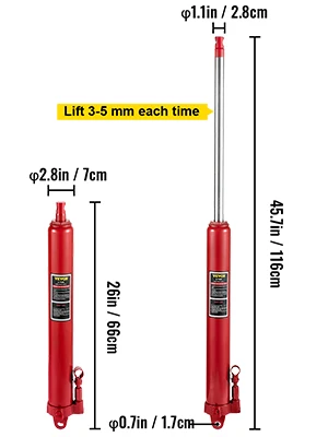 SucceBuy Hydraulic Long Ram Jack 8 Tons/17363 lbs Clevis Base Manual Cherry Picker for Garage/Shop Cranes Engine Lift Hoist Red
