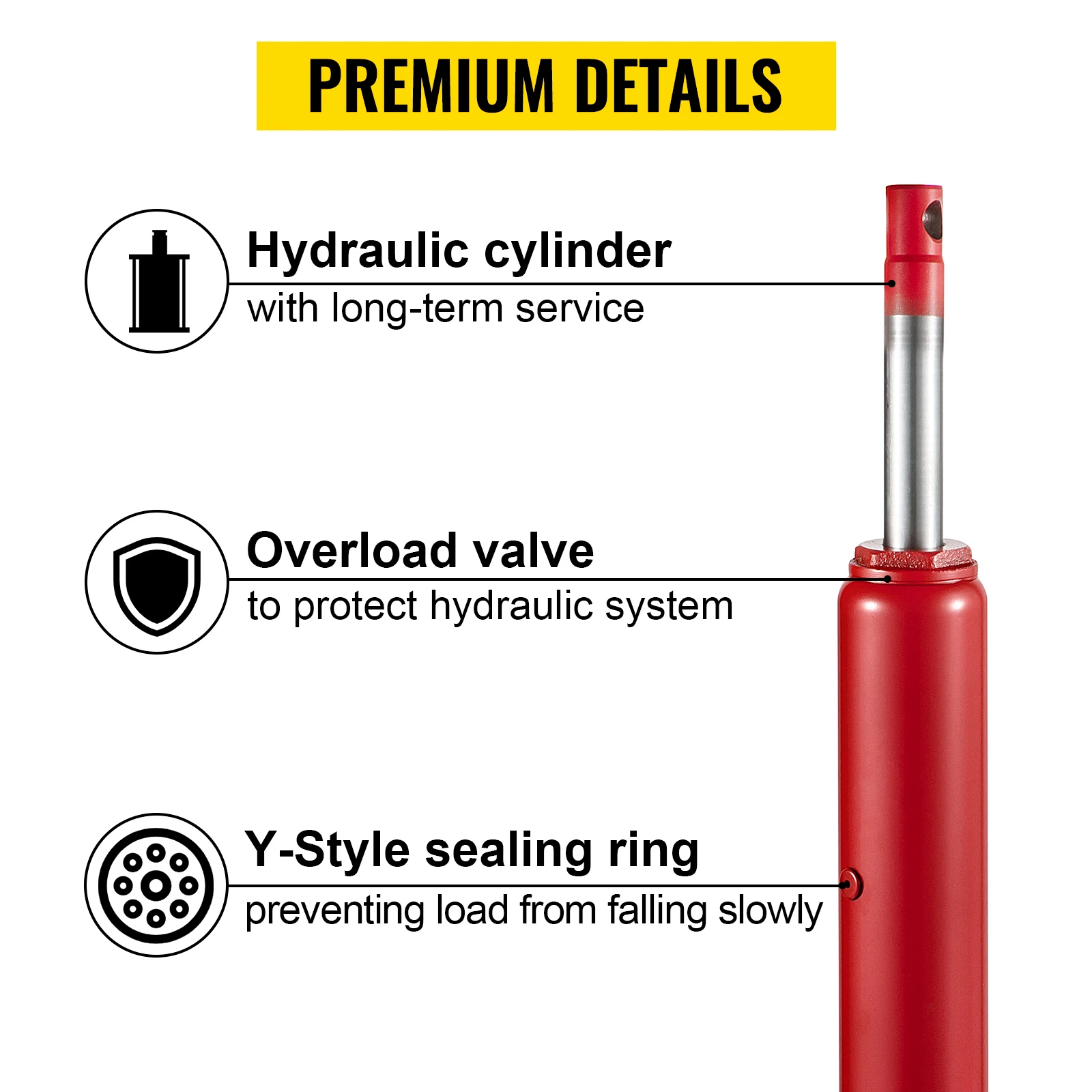 SucceBuy Hydraulic Long Ram Jack 8 Tons/17363 lbs Clevis Base Manual Cherry Picker for Garage/Shop Cranes Engine Lift Hoist Red