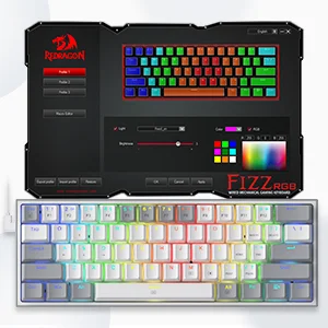 Redragon K617 Fizz 60% Wired RGB Gaming Keyboard, 61 Keys Hot-Swap Compact Mechanical Keyboard Red Switch