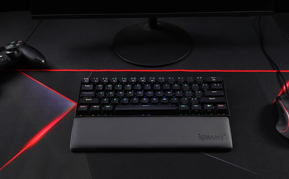 Redragon Gaming Keyboard Wrist Rest Pad, Ergonometric Soft Memory Foam Hand Support Ergonomic Anti-Slip Rubber Stable Base