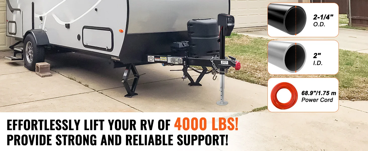 SucceBuy 3500/4000lbs Electric Trailer Jack Automotive Mechanical Workshop Tools Power Tongue Car Jack for BMW Tesla RV Camper