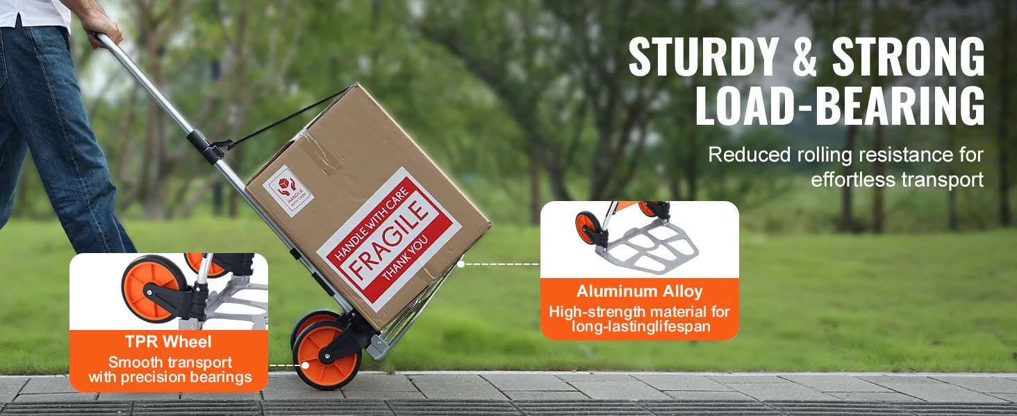 SucceBuy 275/309 lbs Folding Hand Truck Portable Unity Cart Dolly with Telescoping Handle and Binding Rope for Moving Warehouse