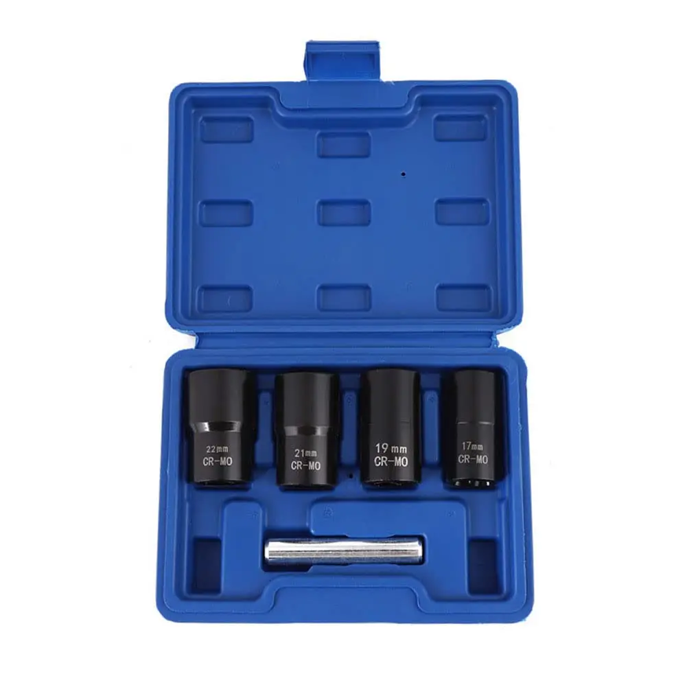 1/2Inch Drive Impact Bolt Nut Removal Extractor Socket Tool Set 17mm 19mm 21mm 22mm Twist Socket Set Lug Tool Locking Wheel