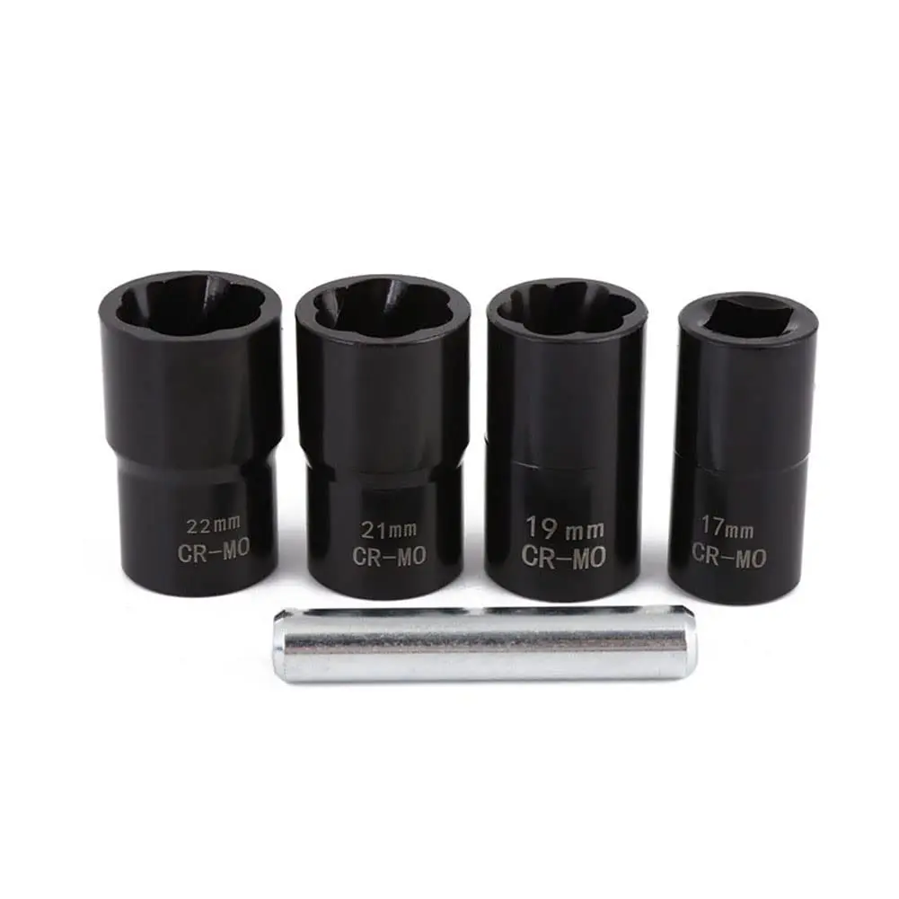 1/2Inch Drive Impact Bolt Nut Removal Extractor Socket Tool Set 17mm 19mm 21mm 22mm Twist Socket Set Lug Tool Locking Wheel