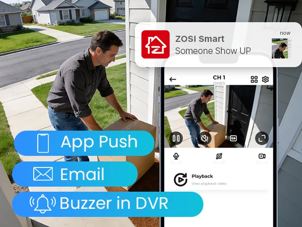 ZOSI 3K Lite Security Camera System AI Human Vehicle Detection 8CH HD TVI Video DVR Recorder 2MP 1080P CCTV Surveillance Camera