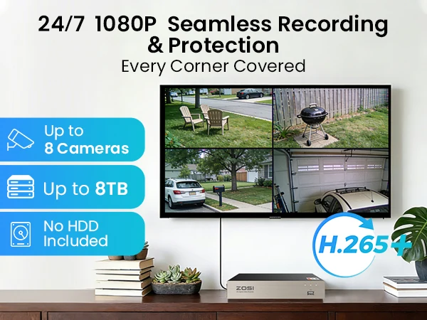 ZOSI 3K Lite Security Camera System AI Human Vehicle Detection 8CH HD TVI Video DVR Recorder 2MP 1080P CCTV Surveillance Camera