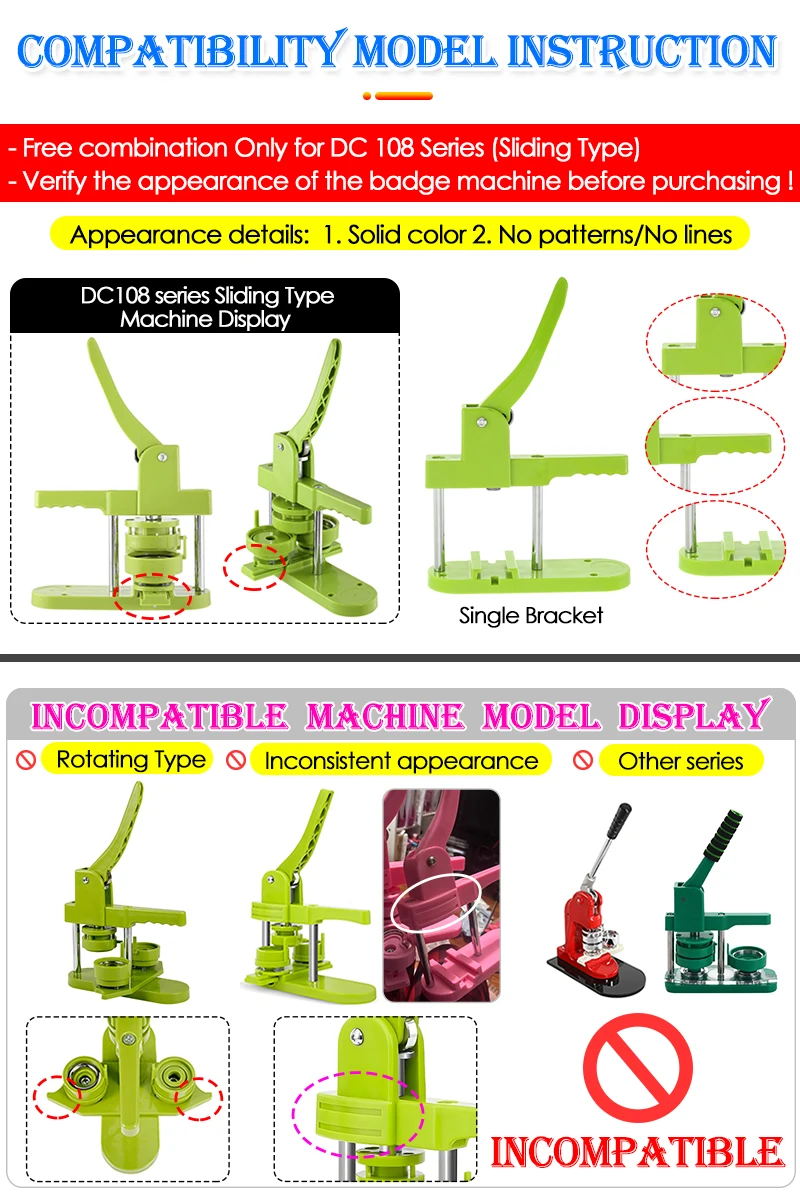 25/32/37/44/58/75mm Badge Maker Molds DIY Button Badge Maker Press Machine Interchangeable Die Mould Round Badge Punching Die