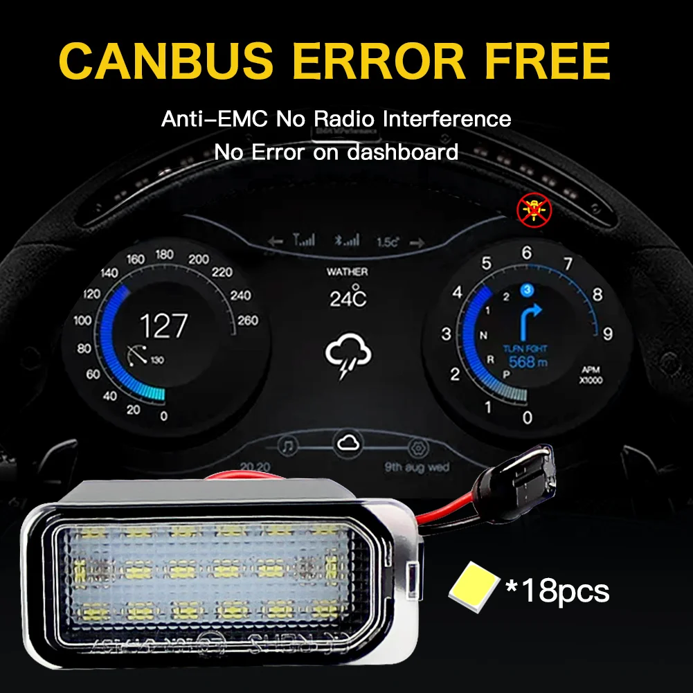 2Pcs License Plate Light for Ford KUGA S MAX MONDEO MK4 MK5 MK2 FIESTA 2008-2019 FOCUS Ford Jaguar XJ XF LED Number Signal Light